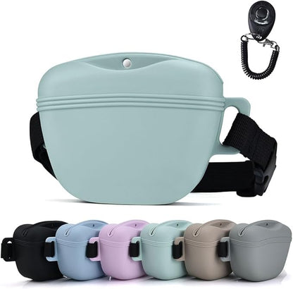 Pet Training Snack Pouch with Clicker 2.0 Upgraded Magnetic Closure, 1.66 Cup Silicone Belt for Dog Treats，Perfect for Exercising and Walking