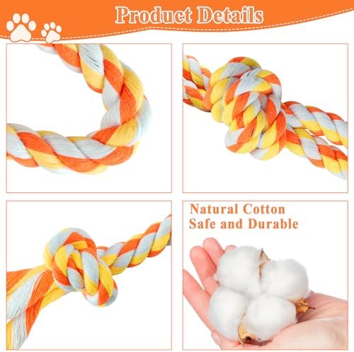 ASOCEA 5 Pack Cotton Rope Toys for Puppy Teething Small Dogs Orange - Image 3