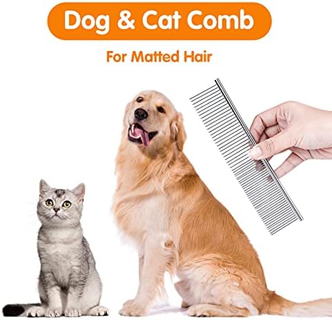 PETTOM Pet Steel Grooming Tool Poodle Finishing Butter Comb 7 1/2-inch L Silver Dog Combs with Rounded Ends Stainless Steel Teeth, Cat Comb for Removing Tangles and Knots - Image 5