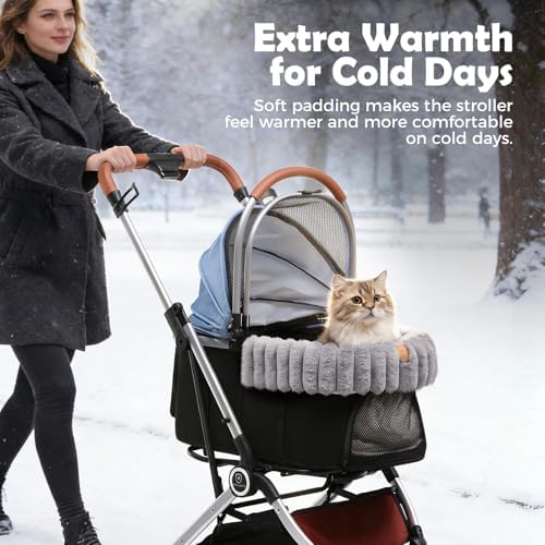 GTPLAYER Pet Stroller Mat, Plush Quilted Dog & Cat Stroller Liner Pad, Soft Flat Pad for Comfort and Stroller Protection for Outdoor Walks and Travel Comfort, Grey - Image 3