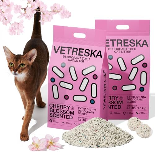 VETRESKA Cherry Blossom Tofu Cat Litter, Odor Control, 5.5lb×2bags by VETRESKA