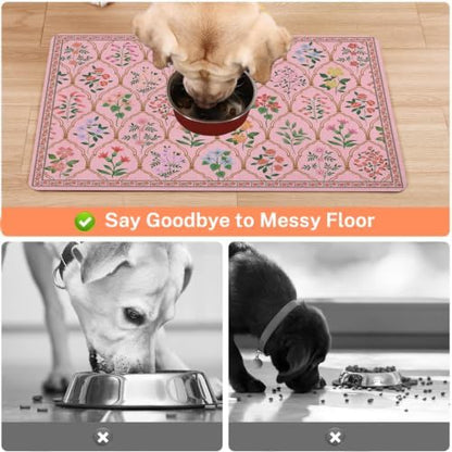 Absorbent Pet Dog Bowl Mat for Food and Water, Pet Cat Food Feeding Mat with Non Slip Rubber Backing, Dog Food Mats for Floors Waterproof, 12"x20" - Image 3