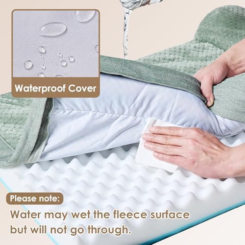 EHEYCIGA Large Dog Bed Memory Foam for Crate, Orthopedic Dog Bed Large Size Dogs with Washable Removable Cover, Waterproof Pet Sofa Couch with Nonskid Bottom, 35x22x6, Greyish Green - Image 3