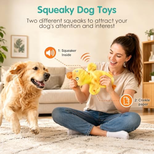 Fuufome No Stuffing Duck Squeaky Dog Toy, Crinkle Plush Chew Toy for Puppy - Image 2