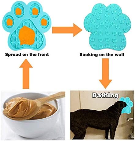 Dog Licking Mat for Anxiety Peanut Butter Slow Feeder Bowls Licking Pad with Strong Suction to Wall for Pet Bathing,Grooming,and Dog Training (Light Blue)