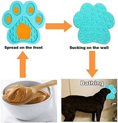 Dog Licking Mat for Anxiety Peanut Butter Slow Feeder Bowls Licking Pad with Strong Suction to Wall for Pet Bathing,Grooming,and Dog Training (Light Blue)