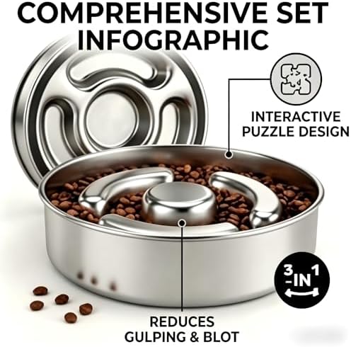 AIPERRO Slow Feeder Dog Bowl Stainless Steel, Metal Non-Slip Dog Food Bowls - Image 6