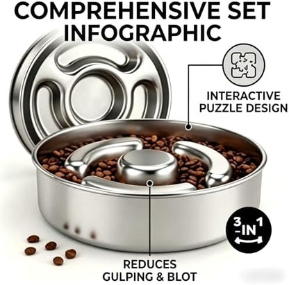 AIPERRO Slow Feeder Dog Bowl Stainless Steel, Metal Non-Slip Dog Food Bowls - Image 6