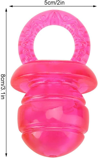 Jiawu Dog Pacifier Chew Toy, 2Pcs Pet Puppy Molar Chewing Teeth Cleaning Toy with Built-in Sounder for Small Medium Dogs (Red+Green)