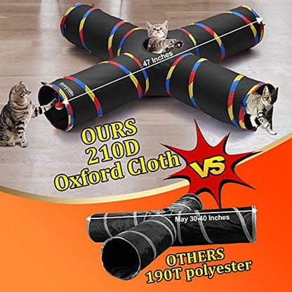4 Way Cat Tunnels for Indoor Cats with Mouse Toy & Play Ball - Image 3