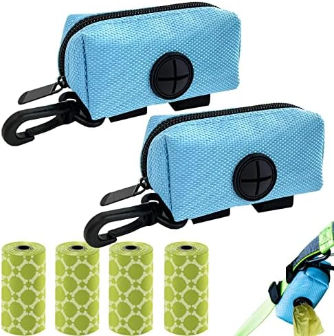 2 Pack Dog Poop Bag Holder for Leash with Carabiner Clip + 80 Pet Trash Bag by CAKOVANO