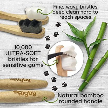 Dog Toothbrush- 10,000 Ultra-Soft Bristles for Sensitive Pet Teeth & Gums- Natural Bamboo Toothbrush for Comfortable, Gentle Deep Cleaning - Image 2