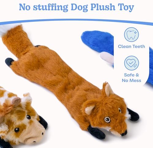 SHARLOVY Dog Squeaky Toys No Stuffing 3 Pack, Plush Crinkle Dog Toys for Large Breed, Durable Doggie Chew Cute Animals Puppy Toy for Teething - Image 2