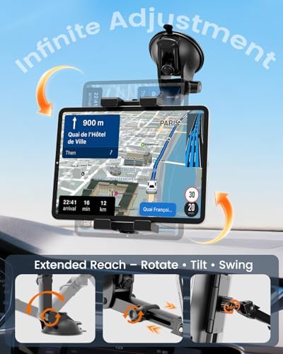 OHLPRO Tablet Holder for Car Dashboard & Windshield, Long Arm Suction Cup Tablet Mount Fits 5-17" iPad Pro/Air/Mini, Stable iPad Car Mount for Truck/SUV/Semi, Ideal Tech Gift for Drivers & Traveler - Image 6