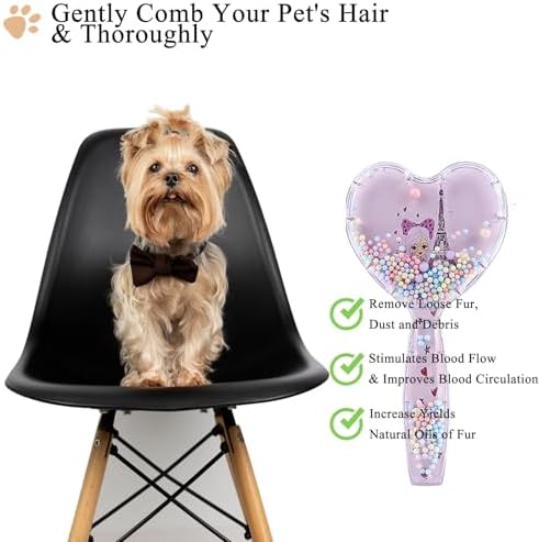 Small Soft Dog Grooming Brush, Pet Massage Hair Brush - Purple - Image 3