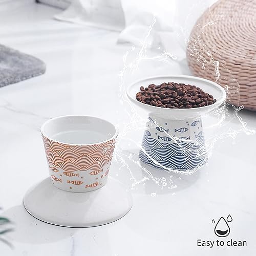 6.25 in Extra Wide Ceramic Raised Cat Bowl 2 Pack - Image 6