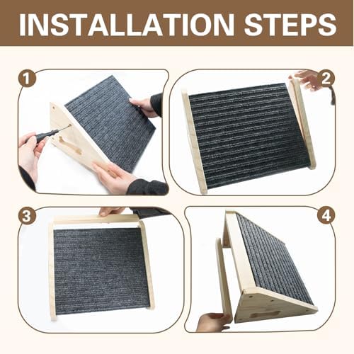 2 Pack Dog Ramp for Stairs, Anti-Slip Pet Steps for Small Dogs, Wooden Low-Angled Pet Ramps with Carpet Surface, Steps and Stairs Assist for Injured & Aged Pets - Image 3