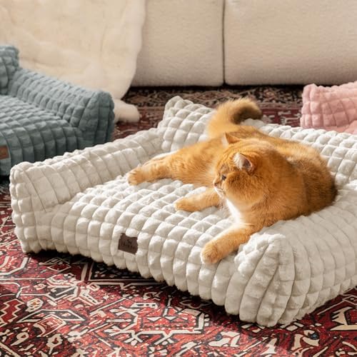 Cat Couch Bed with Fluffy Faux Rabbit Fur for Indoor Cats, 30 Inch - Image 6