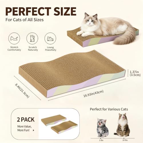 Cat Scratching Board 2-Pack, Reversible Cat Scratcher Pad, Large - Image 2