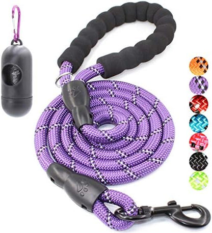 BAAPET 2/4/5/6 FT Dog Leash with Comfortable Padded Handle and Highly Reflective Threads for Small Medium and Large Dogs (6FT-1/2'', Purple) by BAAPET