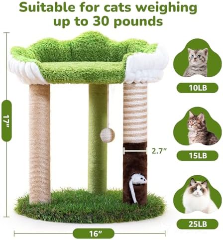 Woochpet Cat Scratching Post with Cat Bed,Cat Scratcher Tree,Small Cat Tree - Image 4