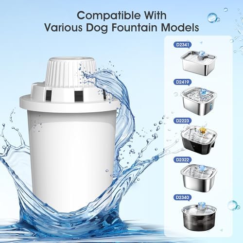 Dog Water Fountain Filters Replacement 4 Packs, 2 Months Set of Replacement Filter with 2 Sponges for PETNF Large Pet Dog Water Fountain Bowl Dispenser, Compatible with D2341/D2223/D2322/D2419 Models - Image 5