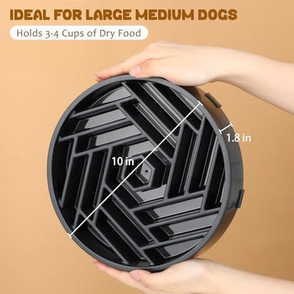WHIPPY Slow Feeder Dog Bowl, Puzzle Maze Design to Slow Down Eating, 3-Cup Capacity, Anti-Gulping Food Bowl for Medium & Large Dogs,Gray - Image 5