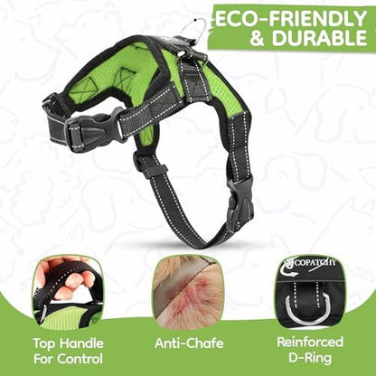 No Pull Reflective Adjustable Dog Harness With Handle- Comfortable Soft All Weather Mesh, Easy On Puppy Harness For Small Medium and Large Dogs (Green) Medium - Image 4