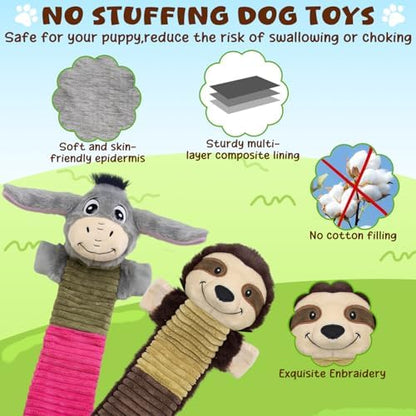 No Stuffing 2 Pack Dog Squeaky Toys, Chew with Crinkle to Large Puppy - Image 2
