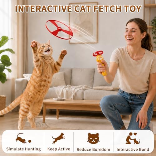 Interactive Cat Disc Launcher Toy, Rechargeable with 8 Flying Discs - Image 7