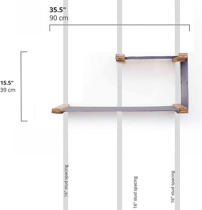 Catastrophic Creations Double Decker Cat Hammock – Wall Mounted Cat Tree with Hammock Perch – Cat Wall Hammock w/Canvas Fabric – Bamboo Cat Tower for Indoor Cats – Modern Cat Furniture