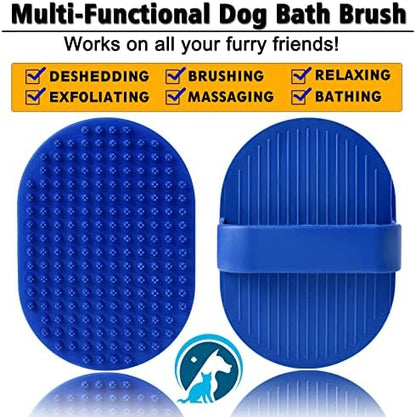 Dog Grooming Brush, Dog Shampoo Bath Brush Shedding Soothing Massage Rubber Comb for Long Short Haired Dogs and Cats 2pcs - Image 5