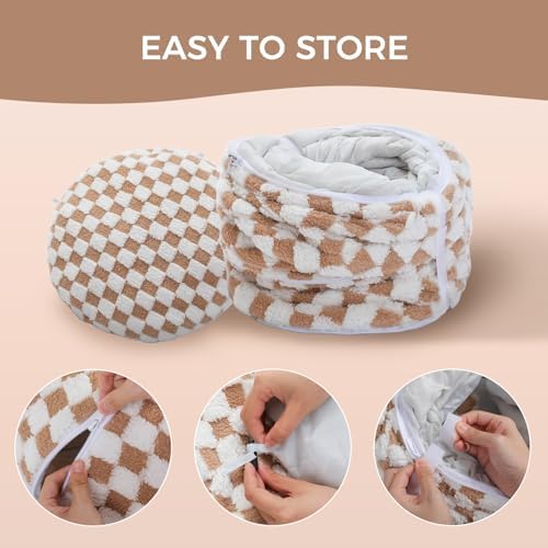 PEQULTI Brown Donut Cat Tunnel Bed Washable Plush Mat Multi for Small Pets - Image 5