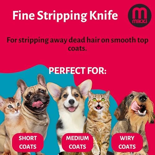 Mikki Dog, Puppy Grooming Stripping Knife - Hand Stripping Blade Tool for Fine Hair Coats, Red - Image 6