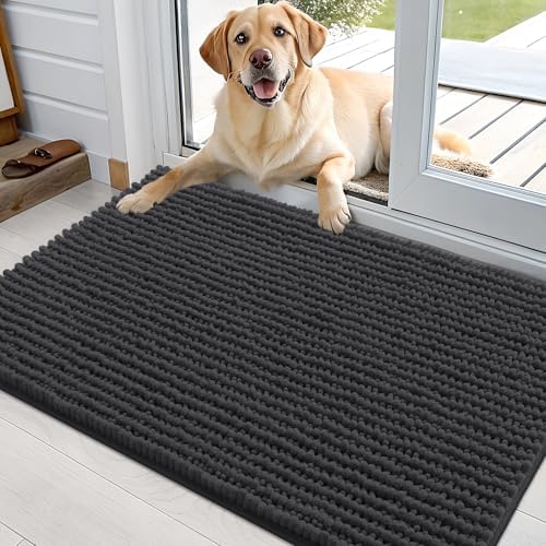 OLANLY Dog Door Mat for Muddy Paws 36x24, Extra Absorbent Chenille Mud Mat by OLANLY