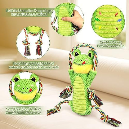 Letsmeet Plush Dog Toy with Crinkle Paper and Ropes - Small Interactive Puppy Toys for Medium to Large Dogs - Image 2