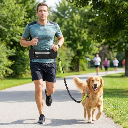 Hands Free Dog Leash 3 Zipper Pounchs with Reflective Strips Poop Bag Dispenser,Waterproof Dog Walking Belt,Dual Handles and Durable Bungee,Waist Leash for Dog Walking,Jogging and Running - Image 7