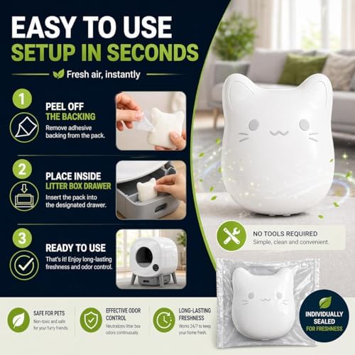 ProGuard® 6PCS Pets Deodorizing Pods for Cumrige Self Cleaning Litter Box, Odor Remover for Fumoi Automatic Cat Litter Box, Camellia Flower Scented, Long-Lasting Fragrance, Keep Home Fresh - Image 3