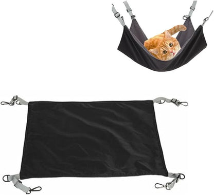 Cabilock Cat Hammock Bed, Waterproof Fleece Lined Reversible Pet Lounger, Warm Soft Sleeping Mat for Indoor Cats and Kittens, Black