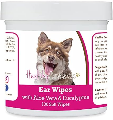 Healthy Breeds Finnish Lapphund Ear Cleaning Wipes with Aloe & Eucalyptus for Dogs 100 Count by HealthyBreeds