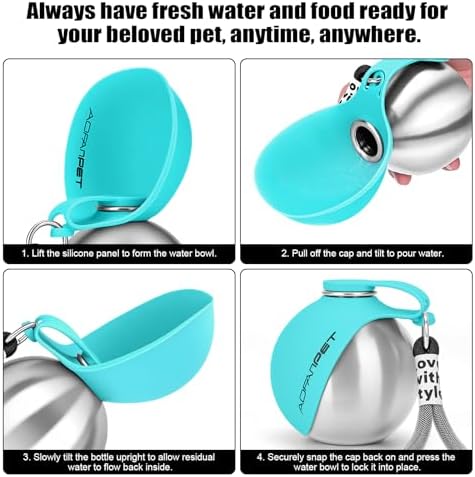 Portable Dog Water Bottle 10oz Stainless Steel Travel Bowl - Image 3