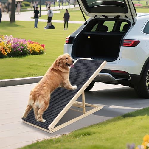 Dog Ramp for Bed,Pet Ramp for Small Dogs to Get on Bed,Couch,Car, Non-Slip Rubber Surface,16" Wide Hold up to 80lb, Adjustable Foldable Dog Ramp (Natural,16" Wide) - Image 5