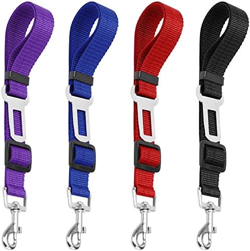 YuCool Dog Seat Belt,4 Piece Set Dog Car Adjustable Seatbelts for Vehicle Nylon Pet Safety Heavy Duty & Elastic Car Harness for Dogs by YuCool