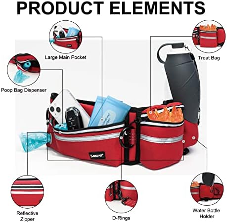 Kruz Hands Free Dog Leash (Waist 26”- 48”, Leash- 1”x 5ft) Premium Waist Belt for Walking, Running, & Hiking, Bungee with Dual Handles, Adjustable Fit, Reflective Safety Design for Large Dogs (Red) - Image 4