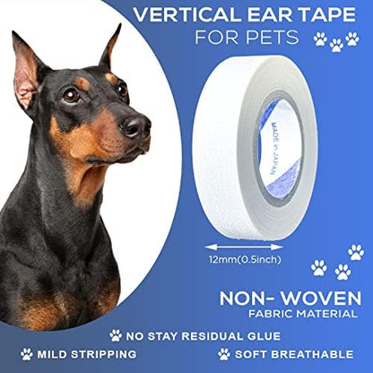 Ear Tape for Dogs 5 Pack with Dog Ear Cleaner Cotton Swabs, Self Adhesive Cotton Tape for Dog Ear Protection and Support, Ear Care Set for Dogs (Tape Width_0.5 inch(12mm)) - Image 2