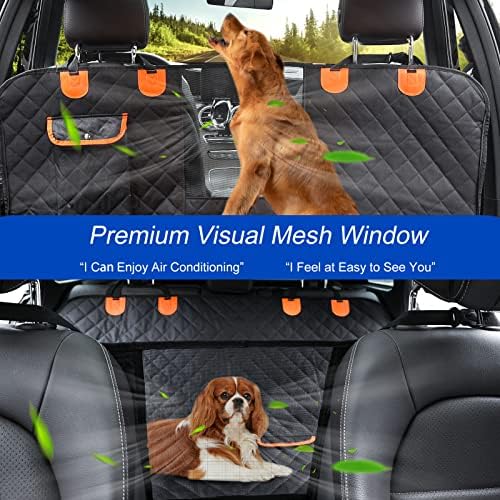 Dog Car Seat Cover for Back Seat 600D Scratchproof Nonslip Durable Waterproof Cars Pet Backseat Covers with Mesh Window Dogs Hammock for Car，SUV, Truck (54" W x 58" L) - Image 2
