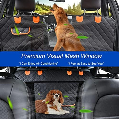 Dog Car Seat Cover for Back Seat 600D Scratchproof Nonslip Durable Waterproof Cars Pet Backseat Covers with Mesh Window Dogs Hammock for Car，SUV, Truck (54" W x 58" L) - Image 2