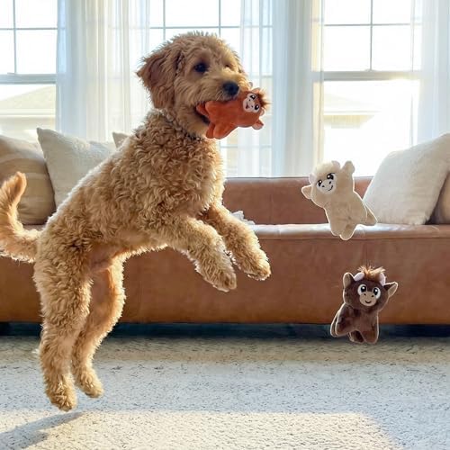 Outward Hound Squeakin’ Cows Dog Toy, Plush Highland Cow with Squeaker, Hide-A-Cow Replacement, Puppies & Small Dogs, 4.3”, 3-Pack - Image 5