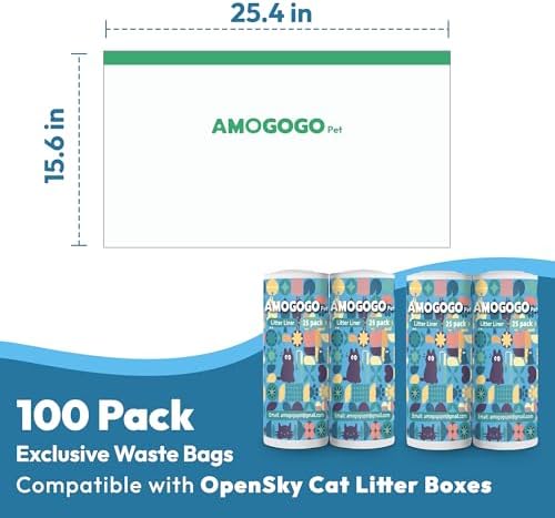 100 Pack Litter Box Liners, Compatible with PetSafe ScoopFree OpenSky Automatic Litter Box, Large Capacity Waste Bin Liners, Heavy Duty, Thick Drawstring Refill Bags, 25.39" x 12.6" - Image 6