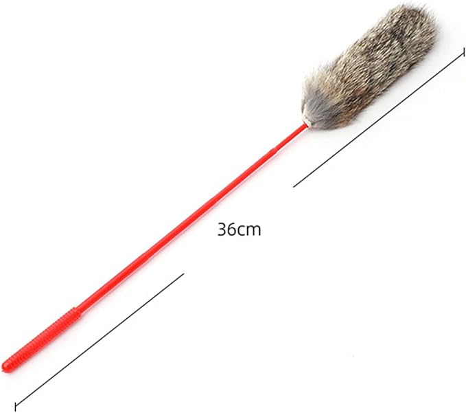 plplaaoo Plush Cat Teaser Wand, Bite Resistant Hand Crafted, Soft Flexible Plush Cat Toys, for Training, with Faux Rabbit Fur, for Cat Lovers Friends Family Co Workers (Grey)
